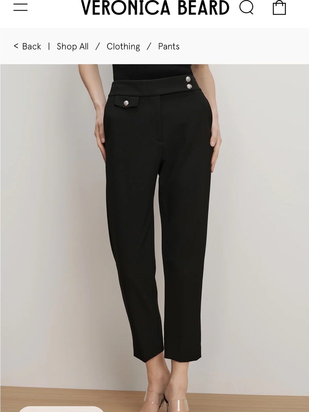 Veronica Beard Black and Silver Button Renzo Pants